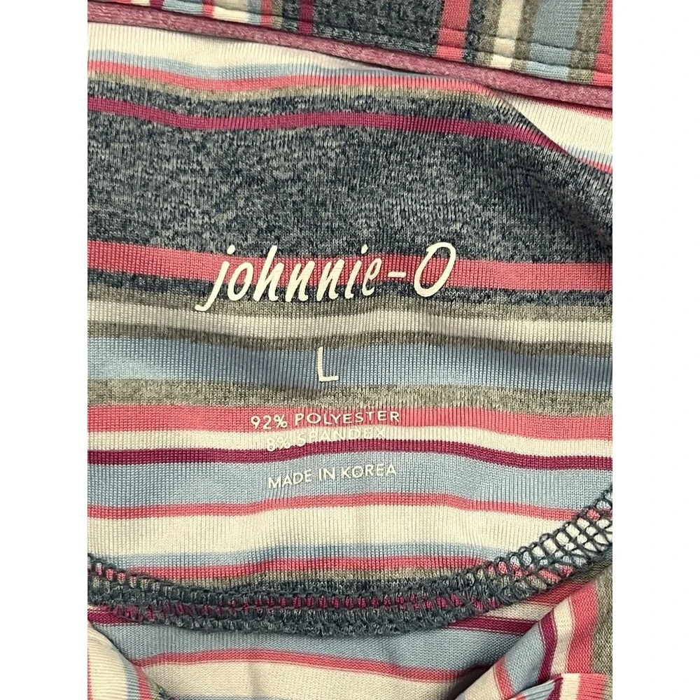 Johnnie-O Golf Polo Shirt Mens L Multicolor Striped Stretch Performance‎ Casual